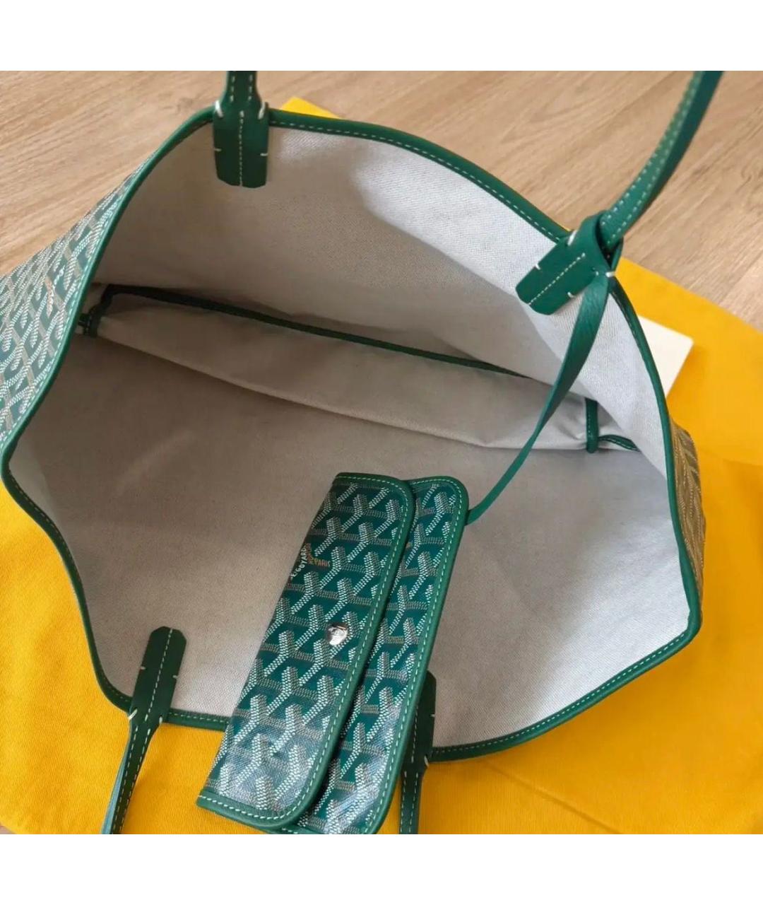 GOYARD Зеленая сумка через плечо из канвы, фото 7