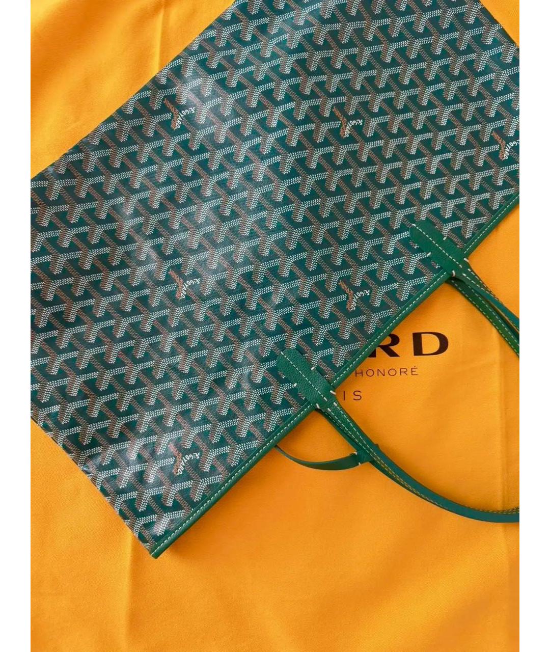 GOYARD Зеленая сумка через плечо из канвы, фото 4