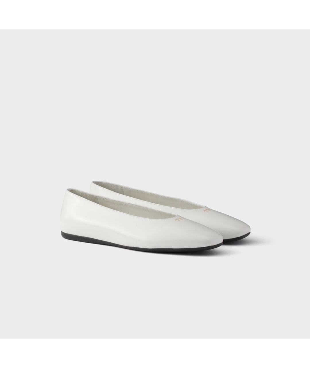 PRADA Белые кожаные балетки, фото 2