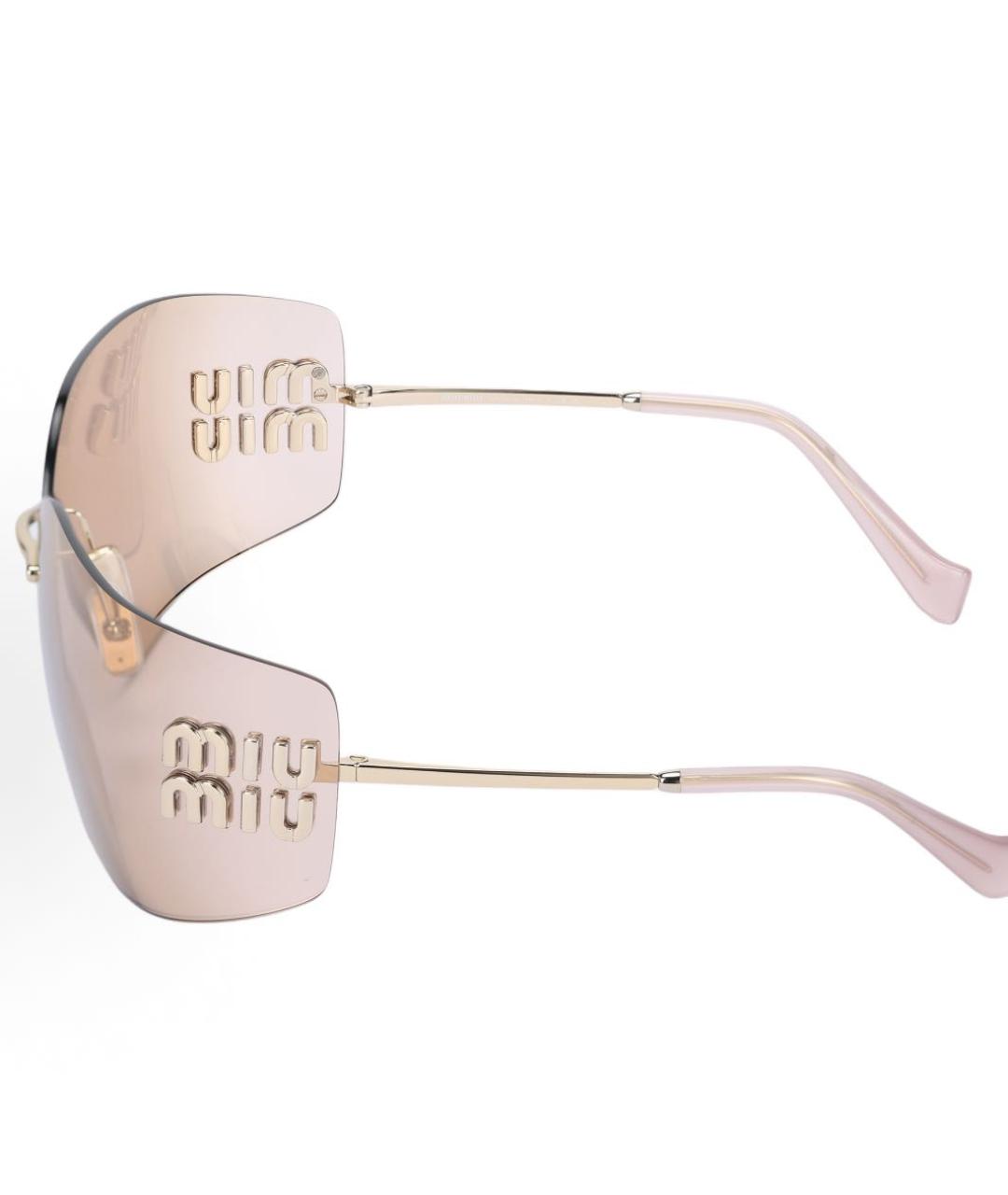 MIU MIU Золотые металлические солнцезащитные очки, фото 3