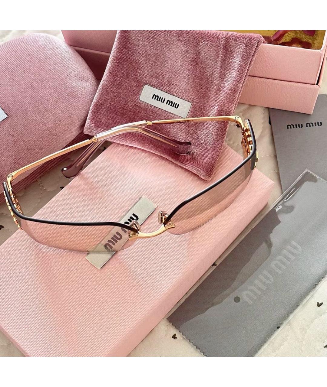 MIU MIU Золотые металлические солнцезащитные очки, фото 5