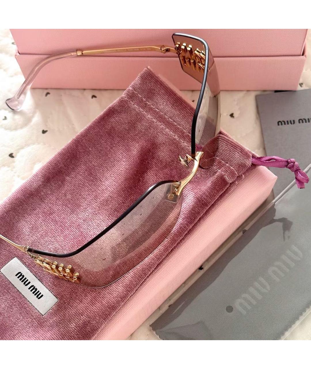 MIU MIU Золотые металлические солнцезащитные очки, фото 4