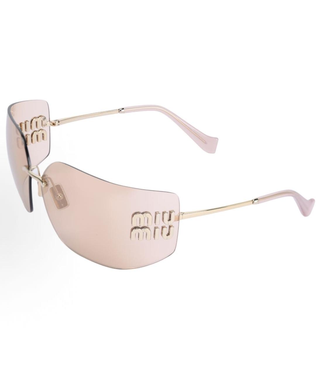 MIU MIU Золотые металлические солнцезащитные очки, фото 7