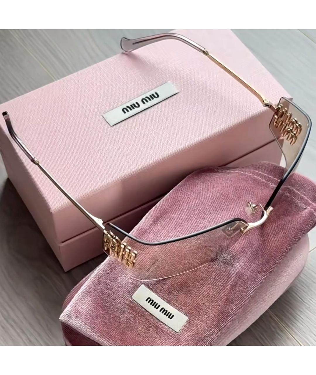 MIU MIU Золотые металлические солнцезащитные очки, фото 6