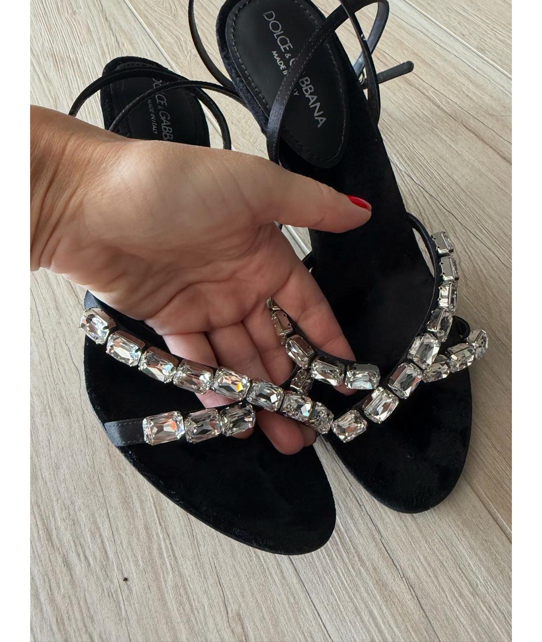 DOLCE&GABBANA Черные замшевые босоножки, фото 4