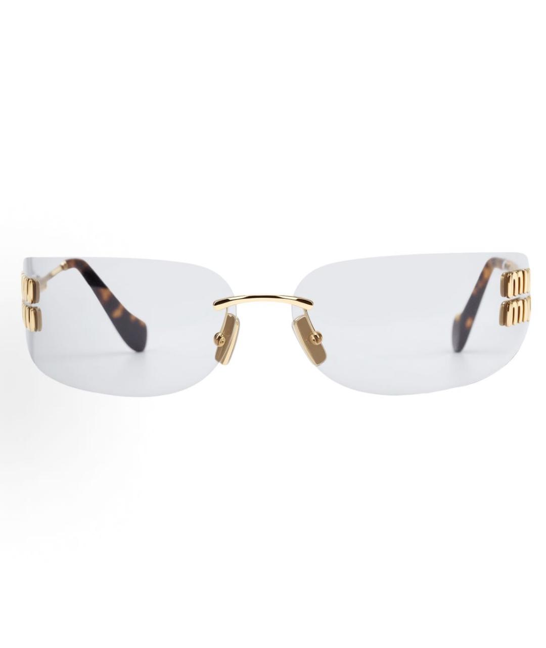 MIU MIU Золотые металлические солнцезащитные очки, фото 2