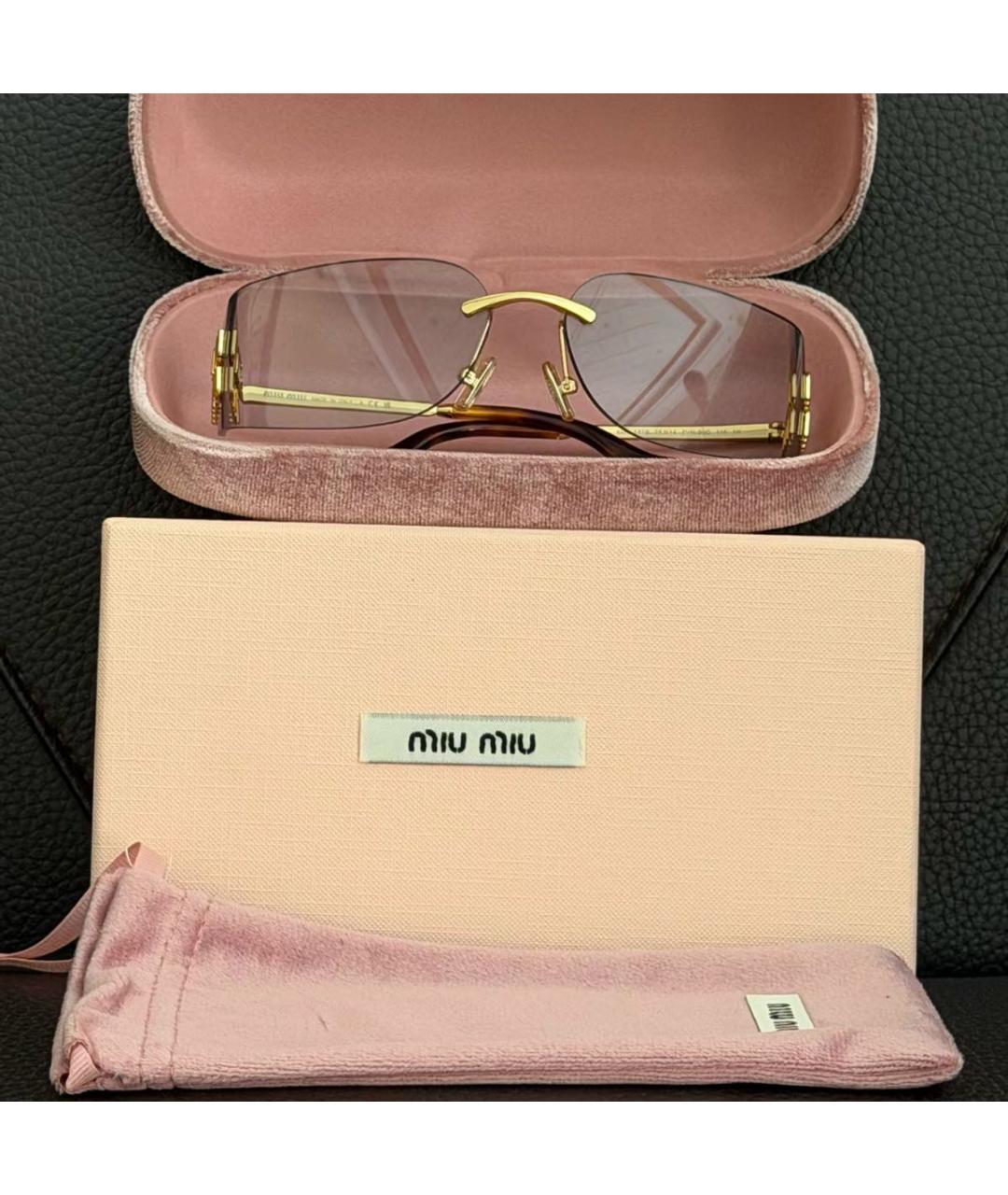 MIU MIU Золотые металлические солнцезащитные очки, фото 6