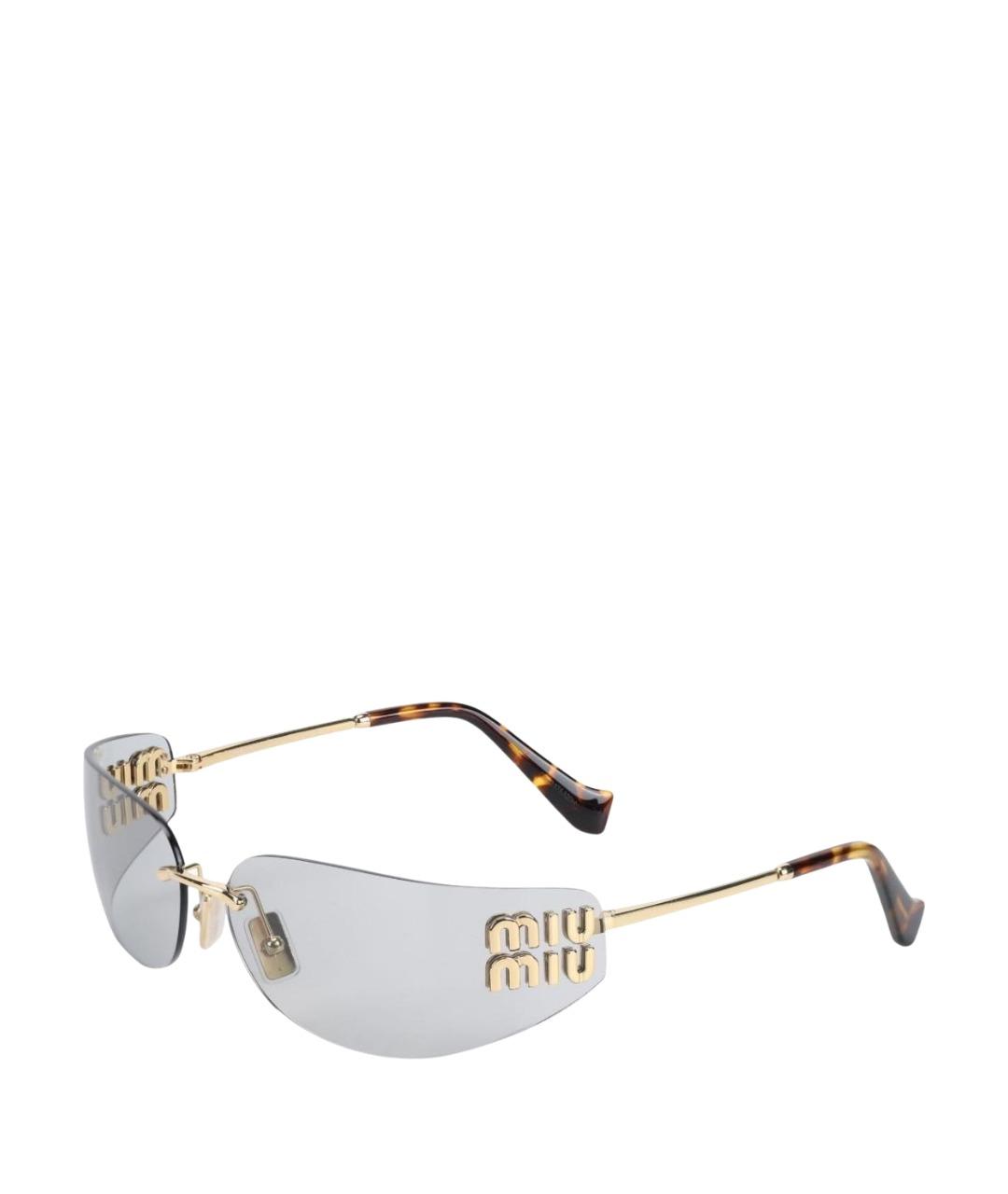 MIU MIU Золотые металлические солнцезащитные очки, фото 1