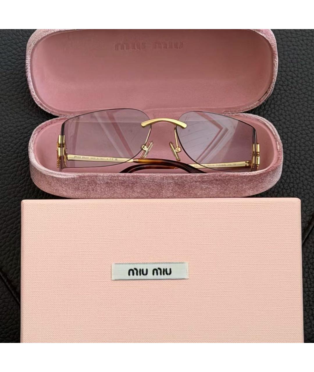 MIU MIU Золотые металлические солнцезащитные очки, фото 4
