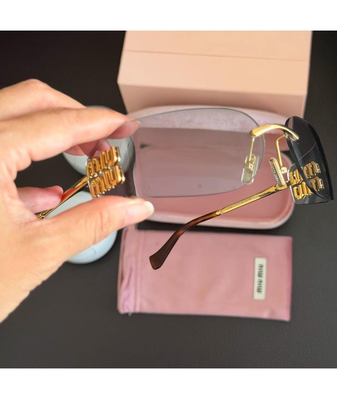 MIU MIU Золотые металлические солнцезащитные очки, фото 7