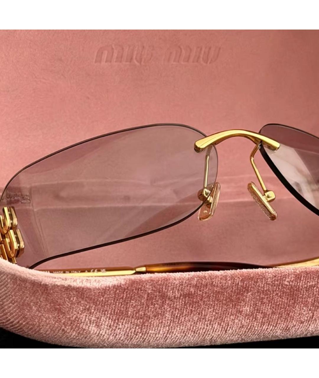 MIU MIU Золотые металлические солнцезащитные очки, фото 8