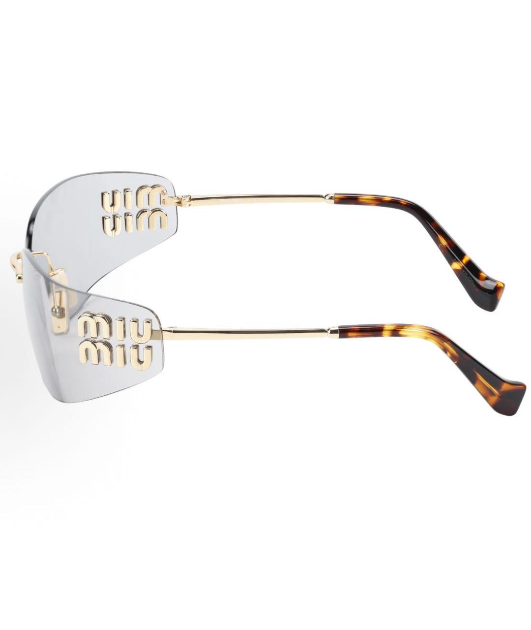 MIU MIU Золотые металлические солнцезащитные очки, фото 3