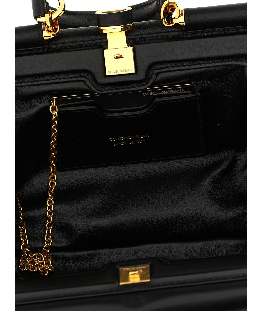 DOLCE&GABBANA Черная кожаная сумка тоут, фото 4