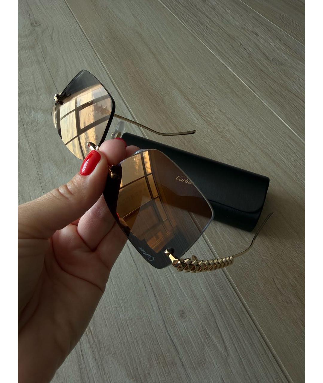 CARTIER Антрацитовые металлические солнцезащитные очки, фото 8