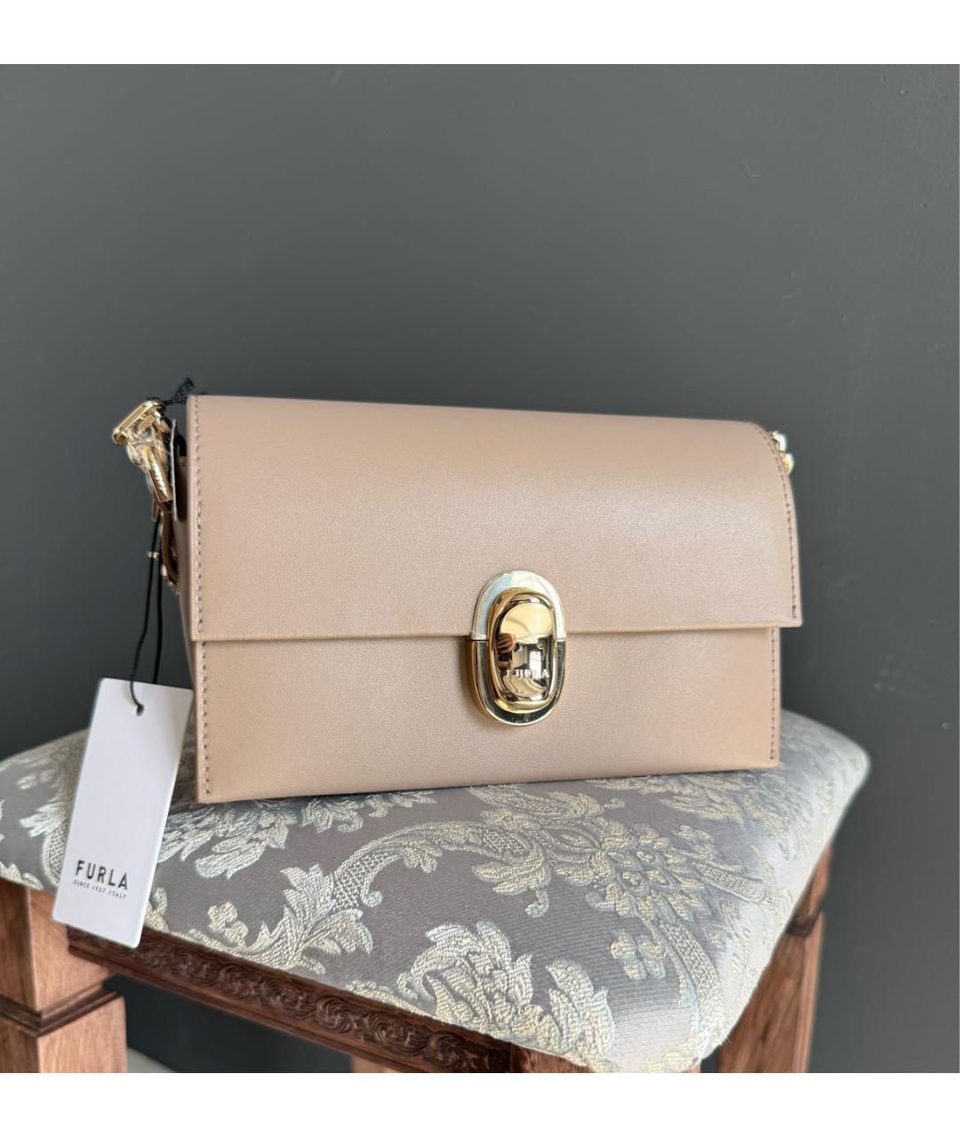 FURLA Коричневая кожаная сумка через плечо, фото 6