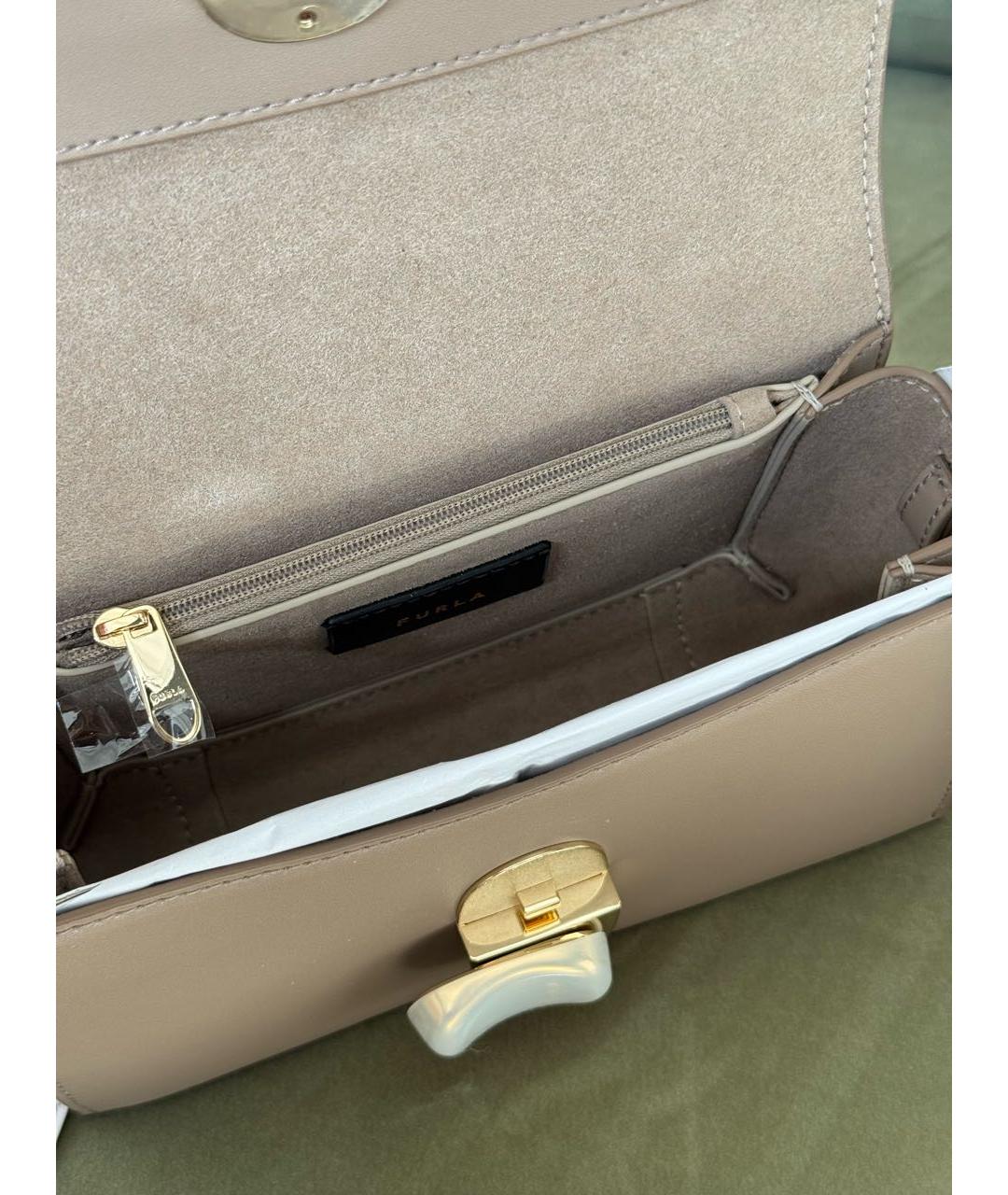 FURLA Коричневая кожаная сумка через плечо, фото 4