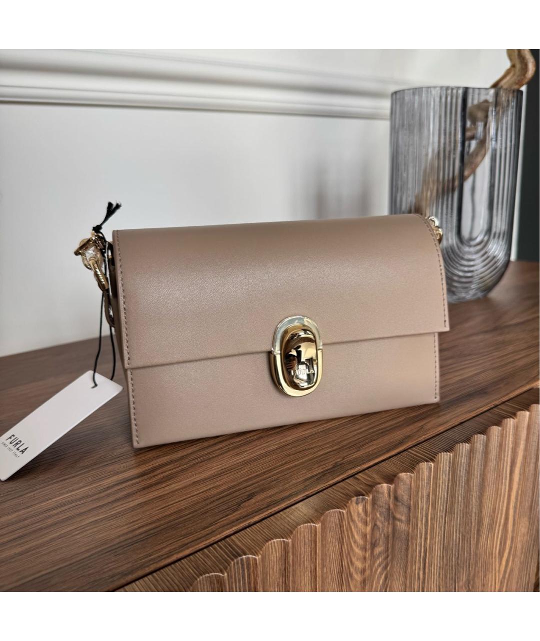 FURLA Коричневая кожаная сумка через плечо, фото 2