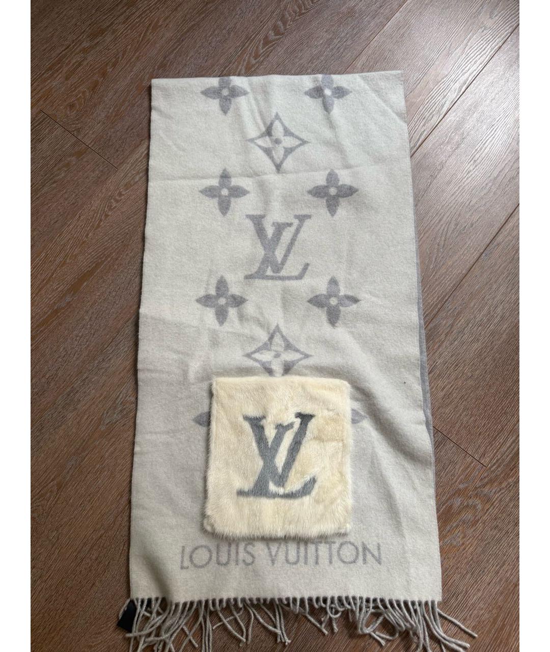 LOUIS VUITTON Серый кашемировый шарф, фото 2