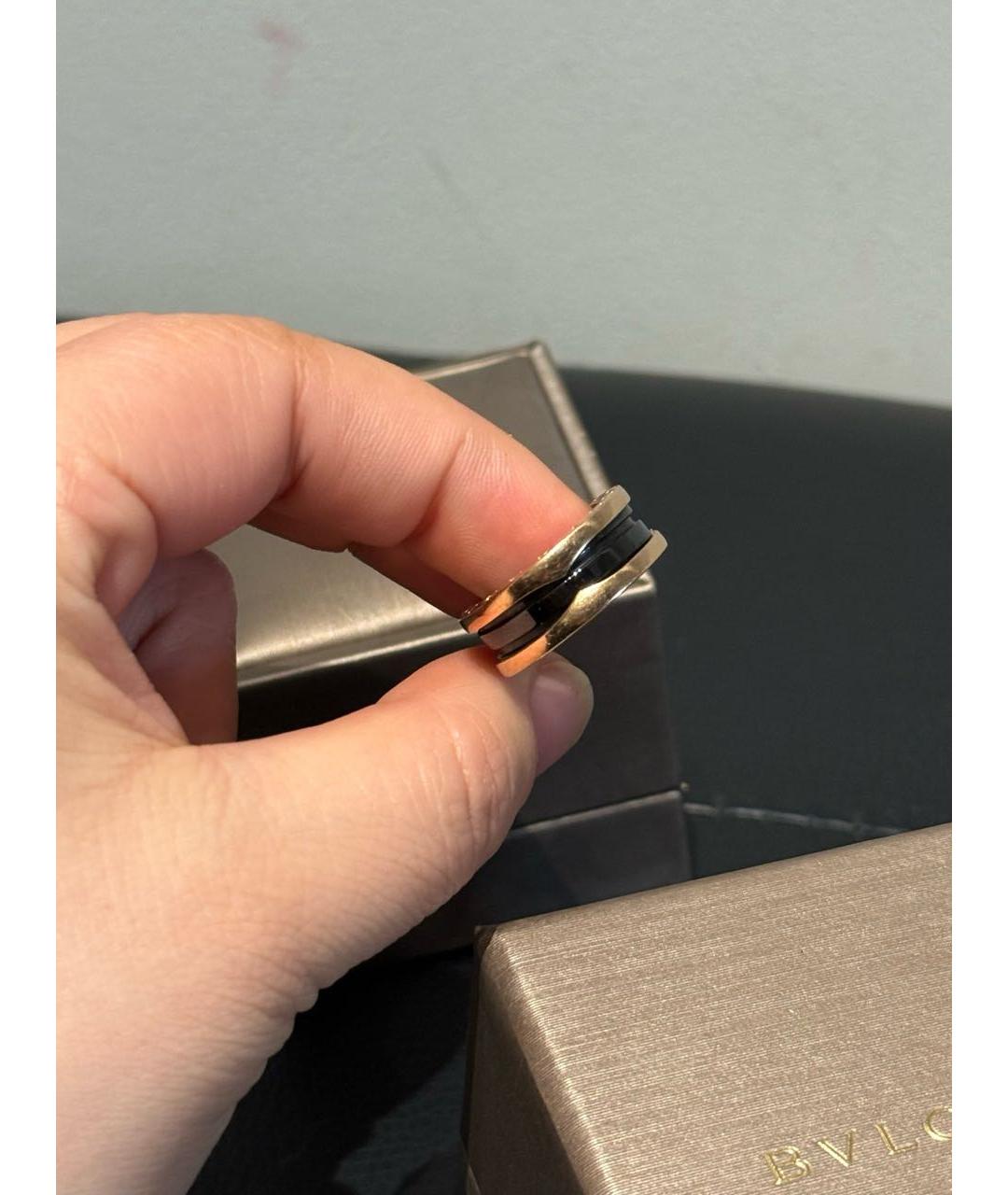 BVLGARI Черное кольцо из розового золота, фото 4