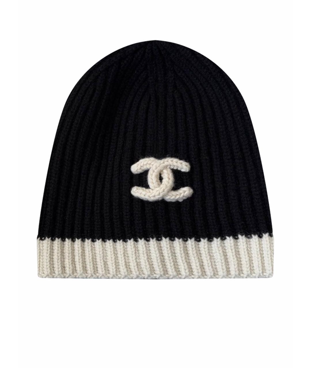 CHANEL Черная шерстяная шапка, фото 1