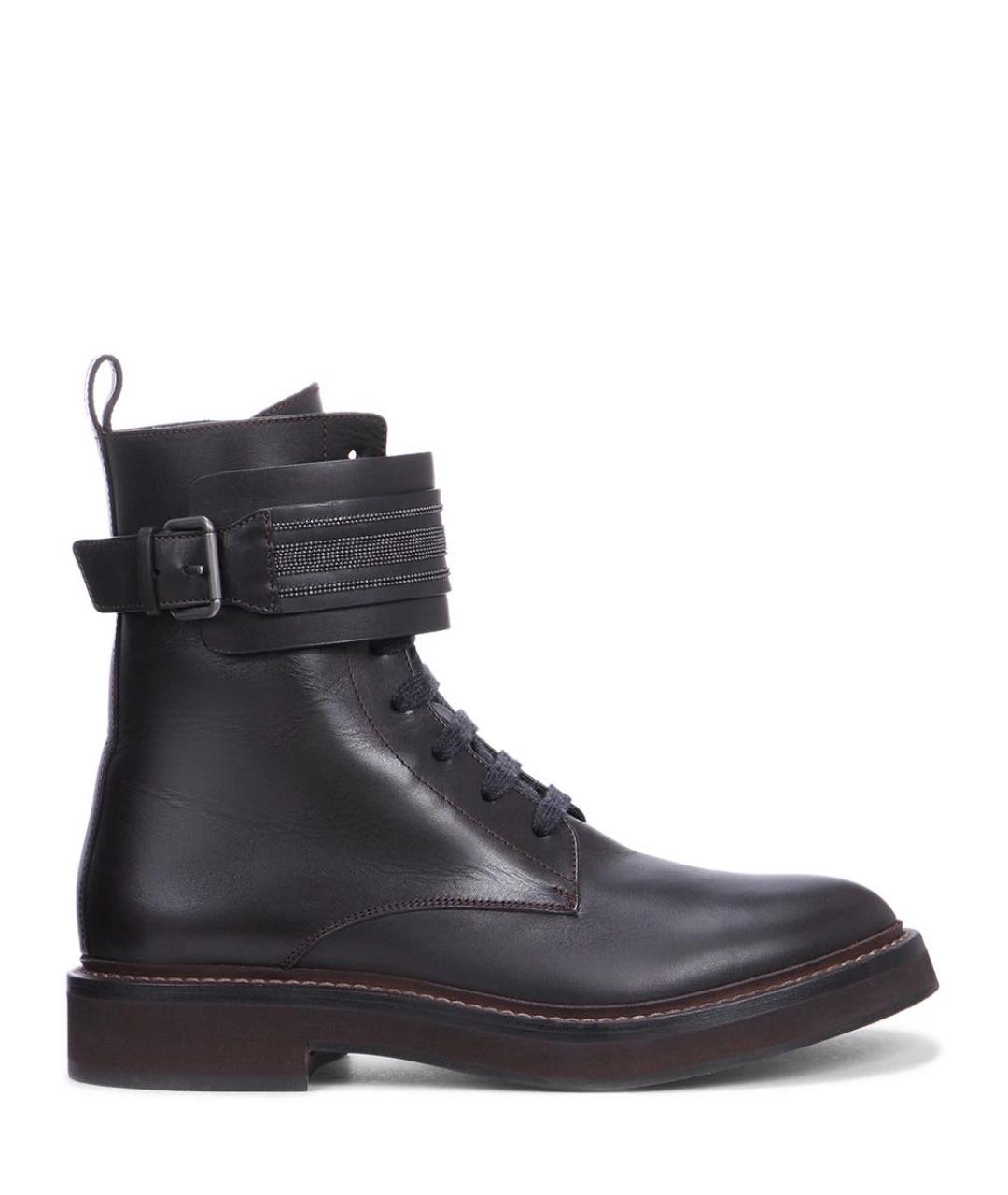 BRUNELLO CUCINELLI Черные кожаные ботинки, фото 8