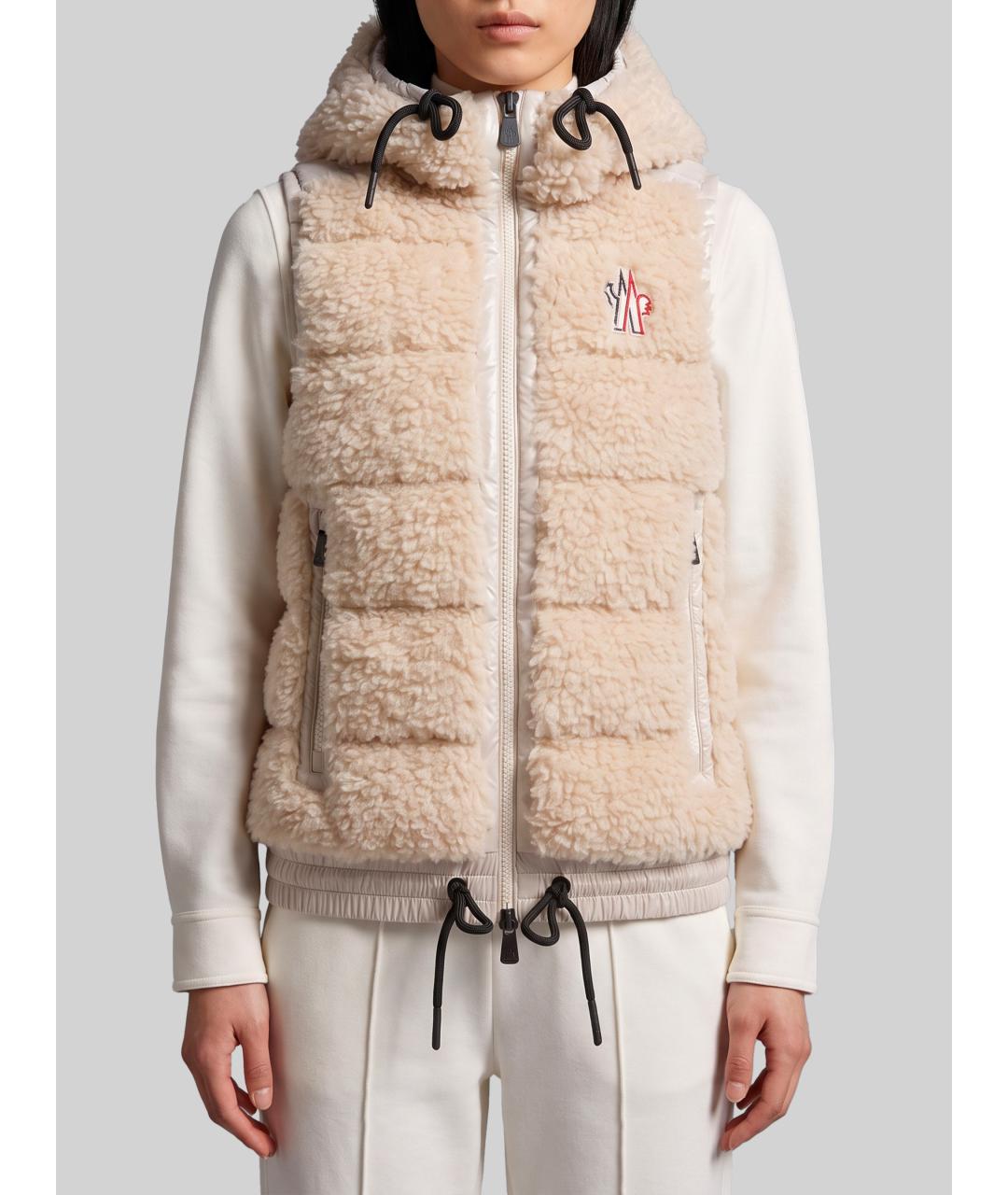 MONCLER GRENOBLE Бежевая полиэстеровая жилетка, фото 4
