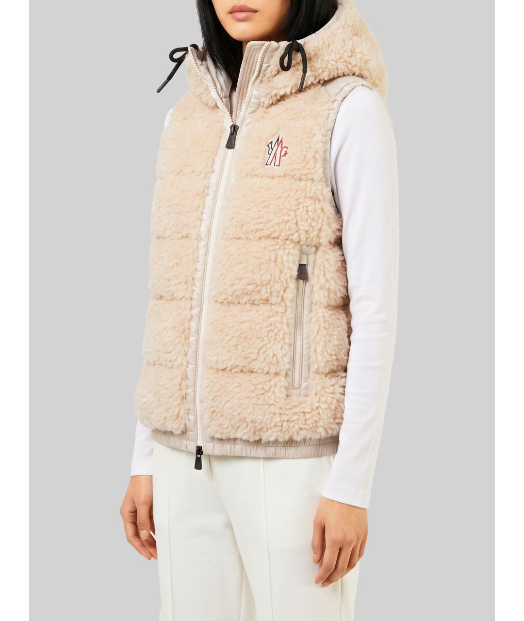 MONCLER GRENOBLE Бежевая полиэстеровая жилетка, фото 2