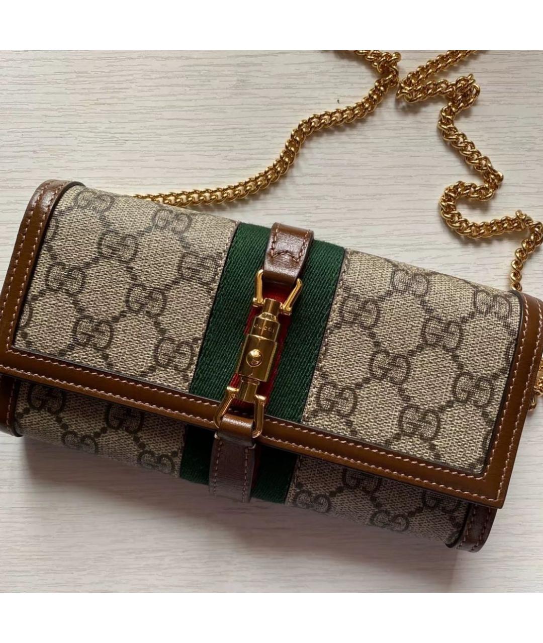 GUCCI Бежевая сумка с короткими ручками из канвы, фото 6