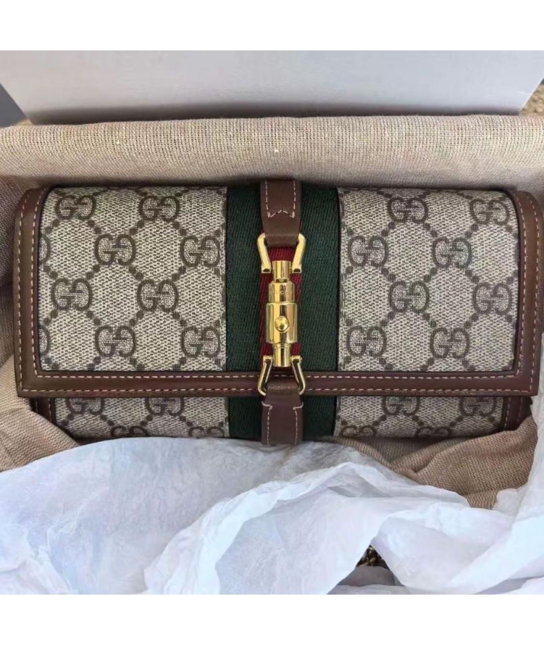 GUCCI Бежевая сумка с короткими ручками из канвы, фото 5