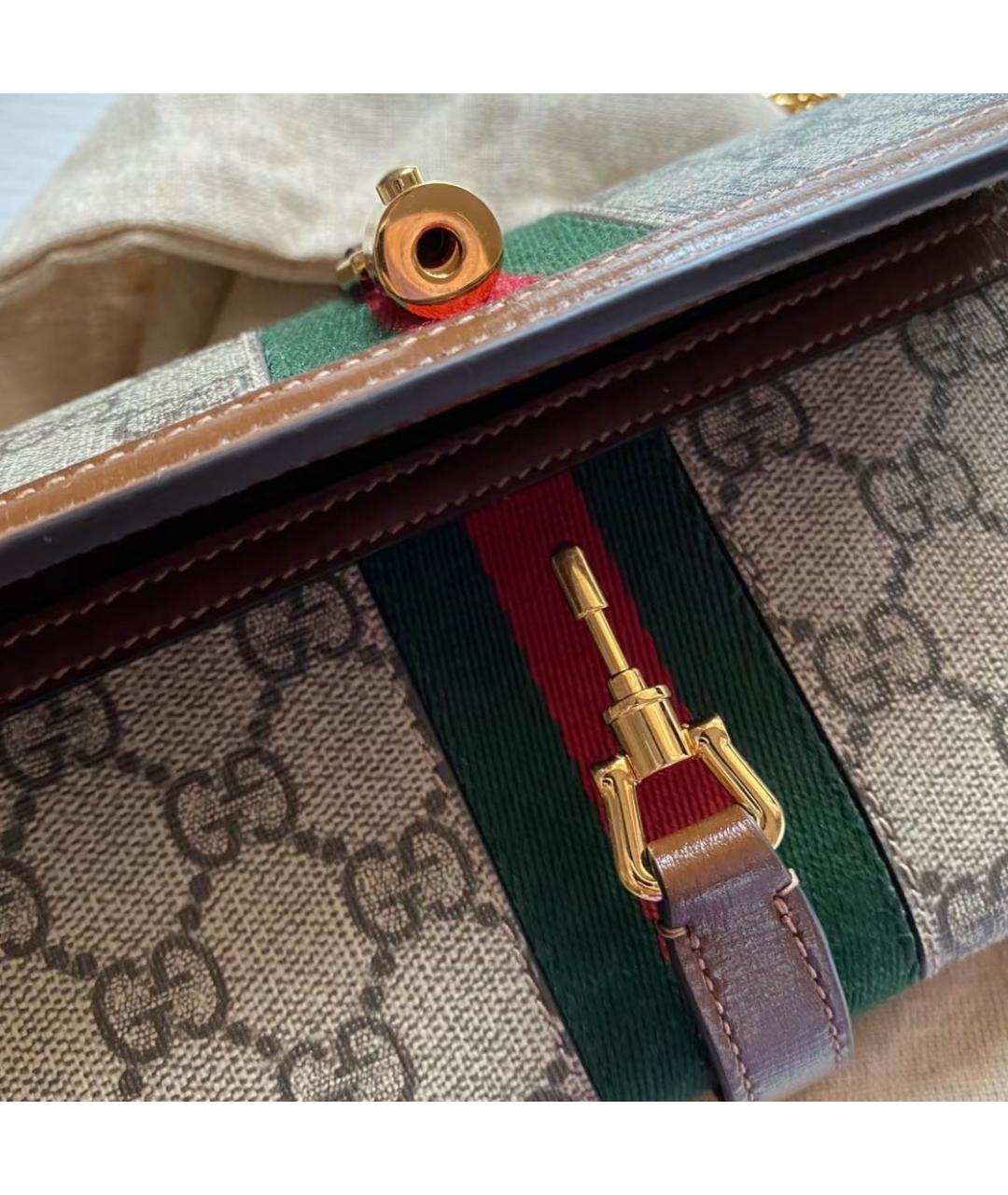 GUCCI Бежевая сумка с короткими ручками из канвы, фото 7