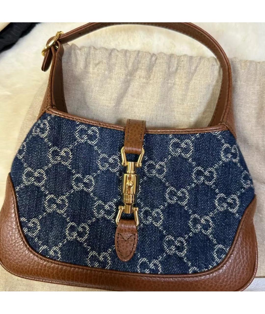 GUCCI Синяя сумка через плечо из канвы, фото 4