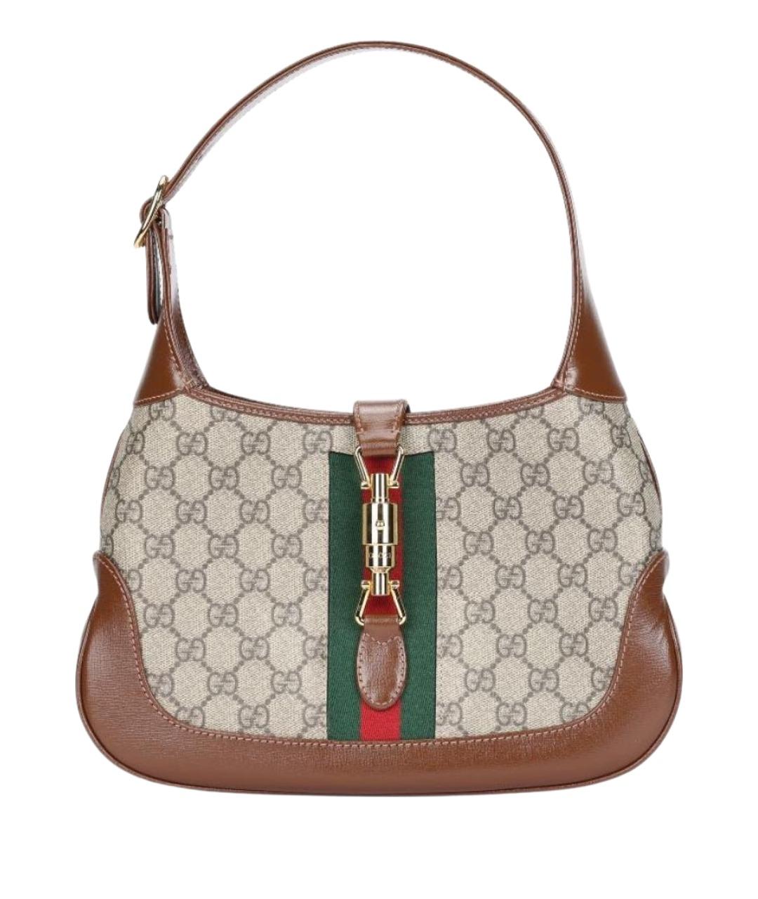 GUCCI Бежевая сумка через плечо из канвы, фото 1