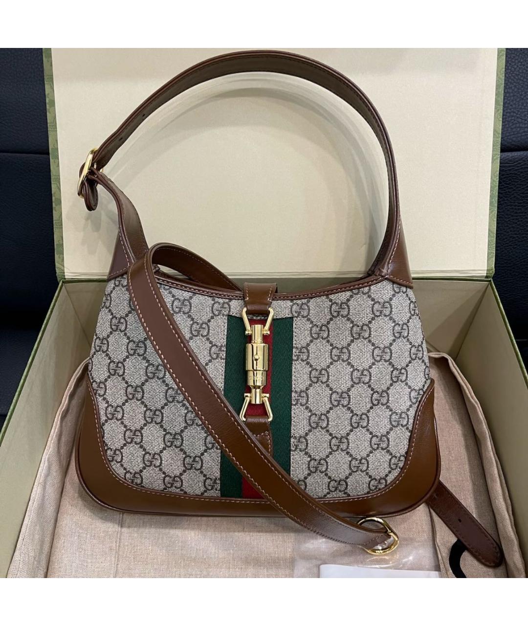 GUCCI Бежевая сумка через плечо из канвы, фото 8