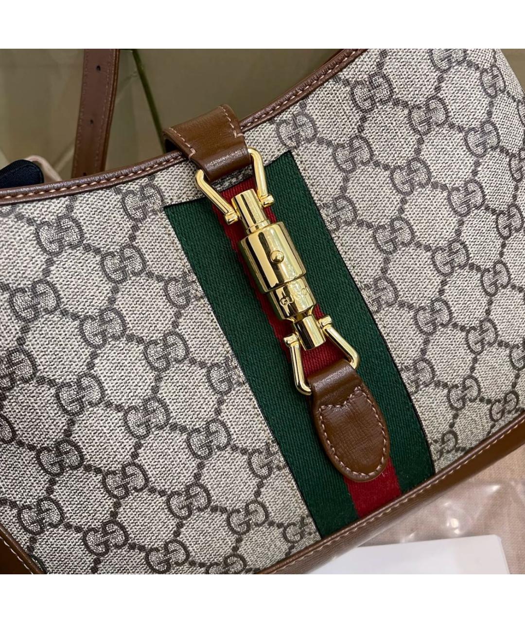 GUCCI Бежевая сумка через плечо из канвы, фото 6