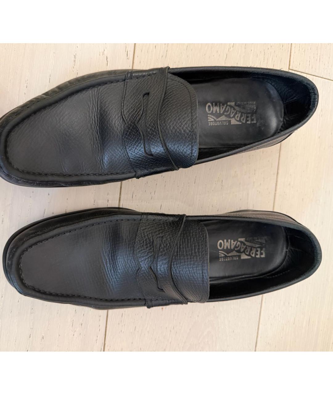 FERRAGAMO Черные кожаные лоферы, фото 2