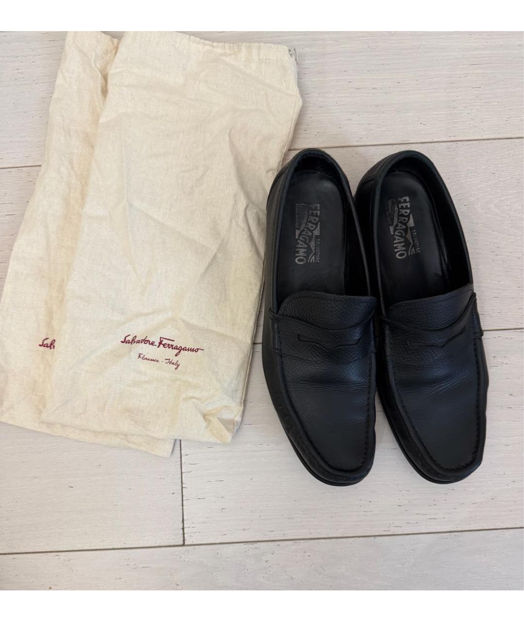 FERRAGAMO Черные кожаные лоферы, фото 7