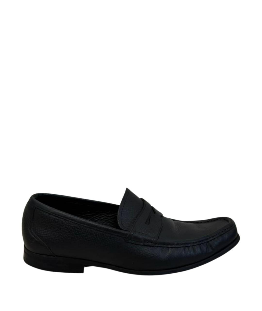 FERRAGAMO Черные кожаные лоферы, фото 1