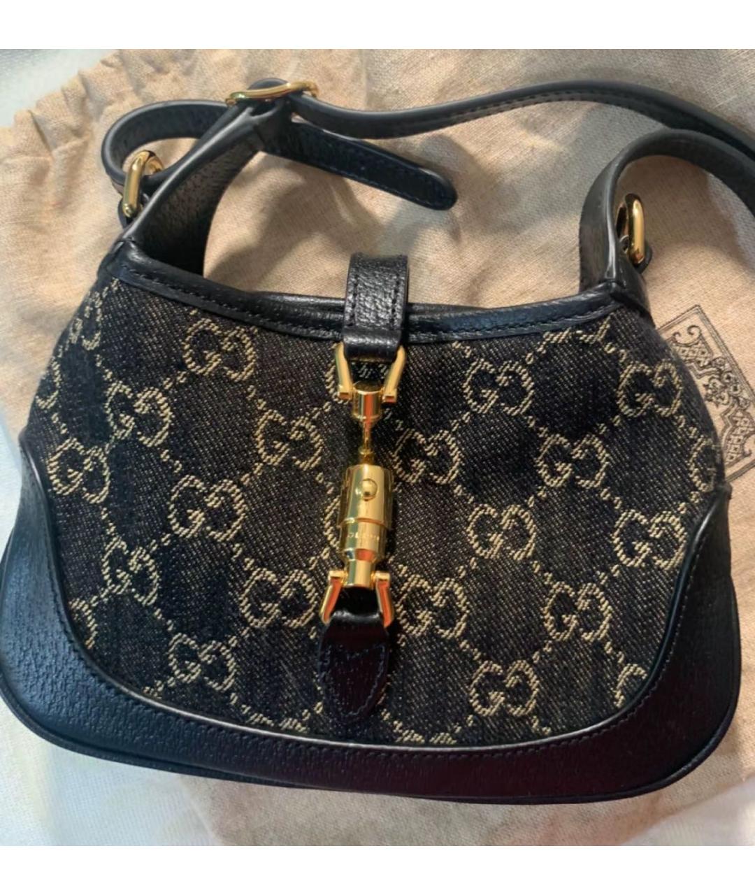 GUCCI Черная сумка через плечо из канвы, фото 4