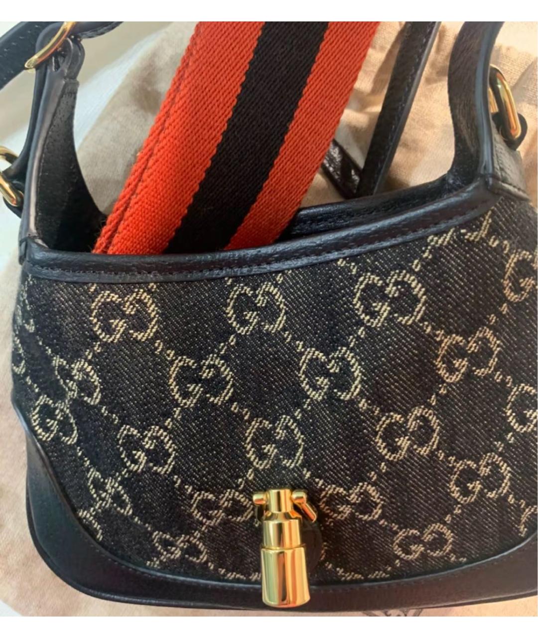 GUCCI Черная сумка через плечо из канвы, фото 6