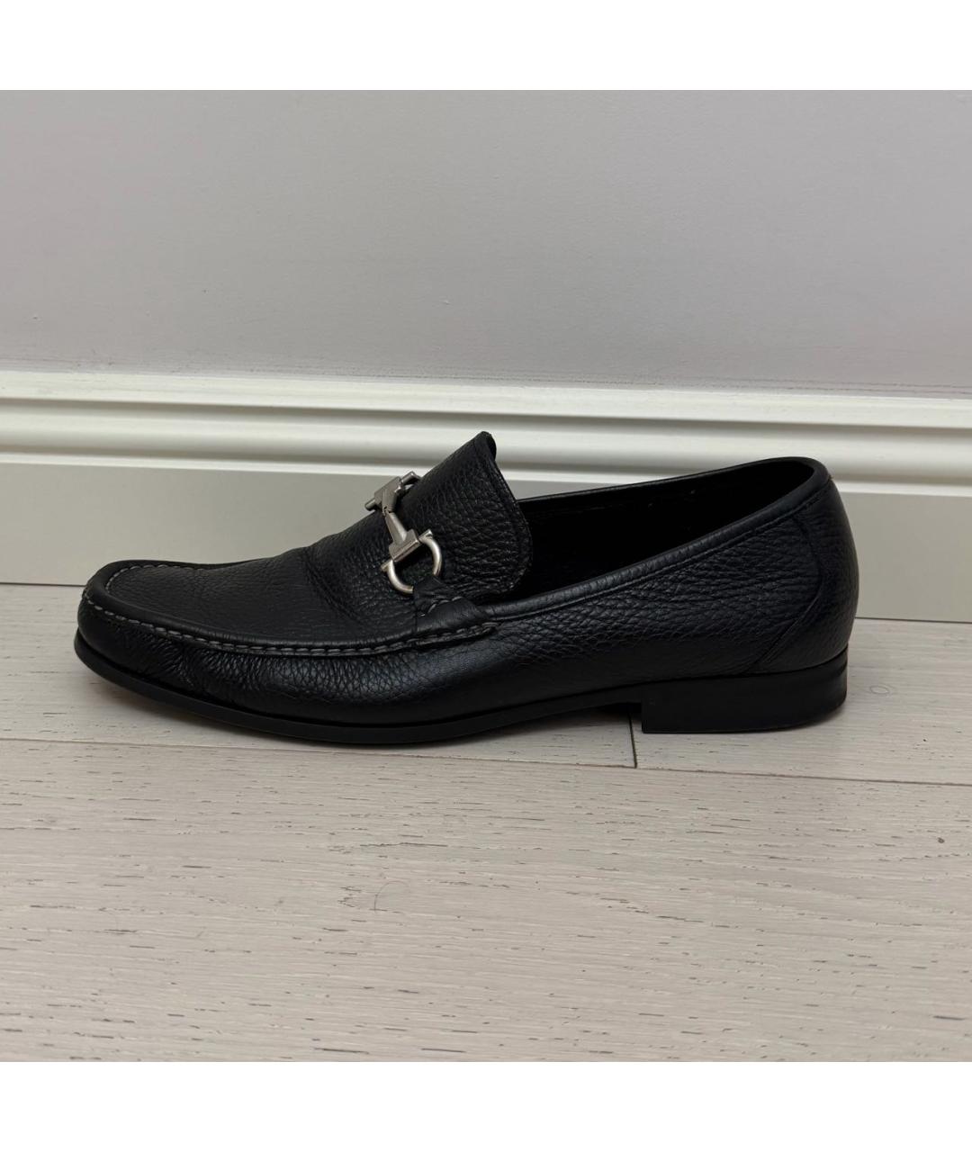 FERRAGAMO Черные кожаные лоферы, фото 7