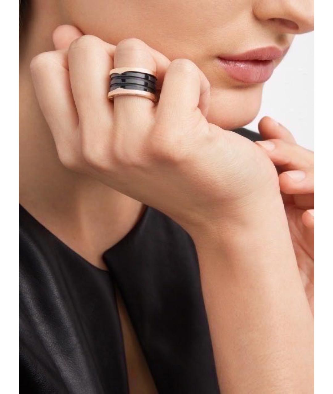 BVLGARI Черное кольцо из розового золота, фото 4