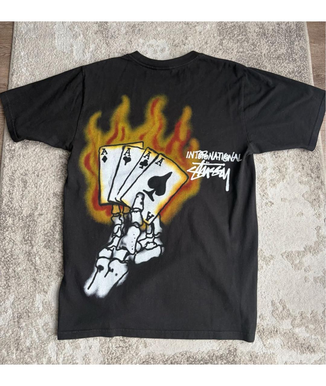 STUSSY Черная хлопковая футболка, фото 5