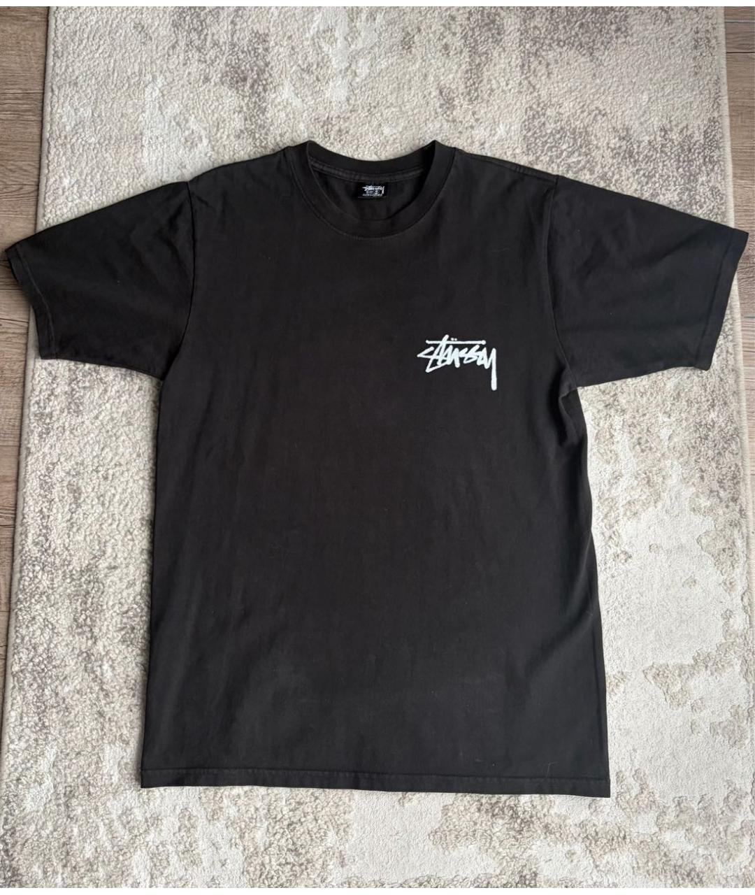 STUSSY Черная хлопковая футболка, фото 2