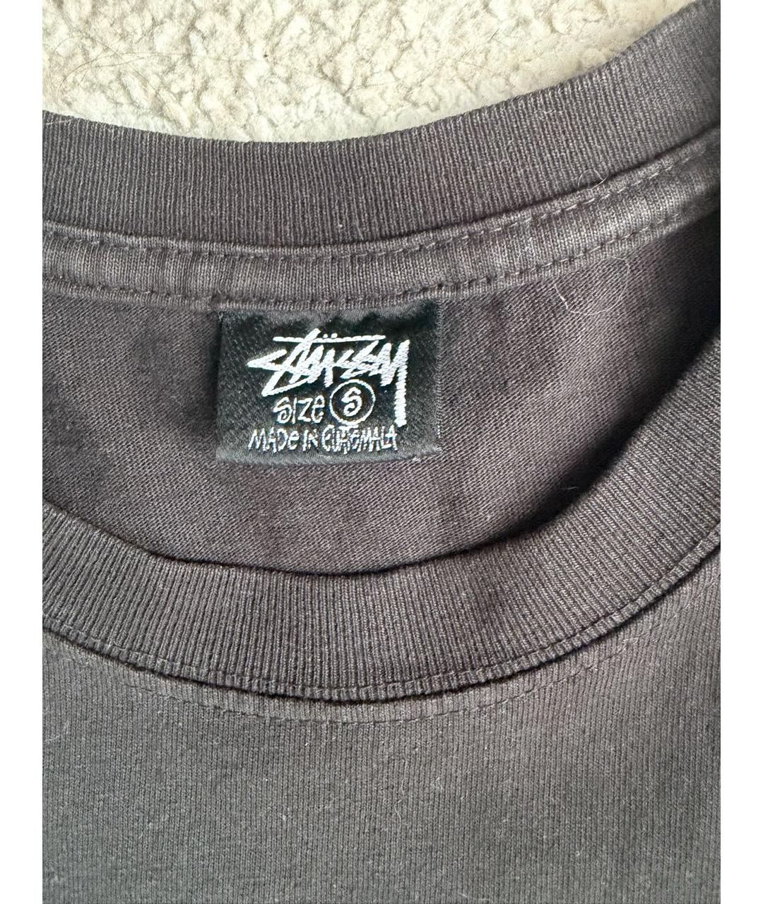 STUSSY Черная хлопковая футболка, фото 3