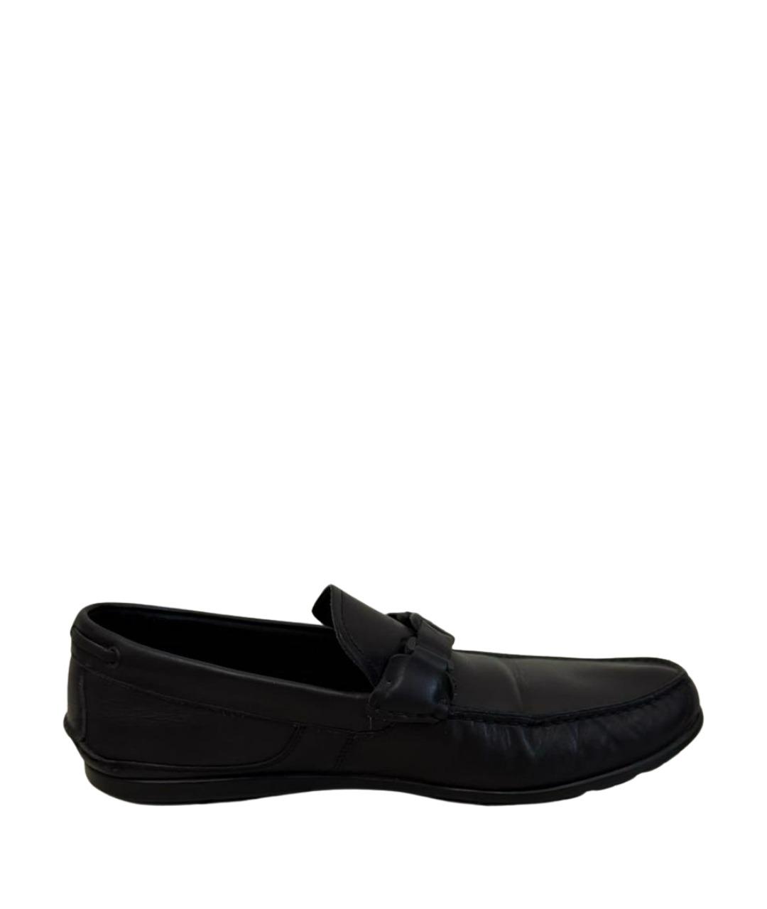 FERRAGAMO Черные кожаные мокасины, фото 1
