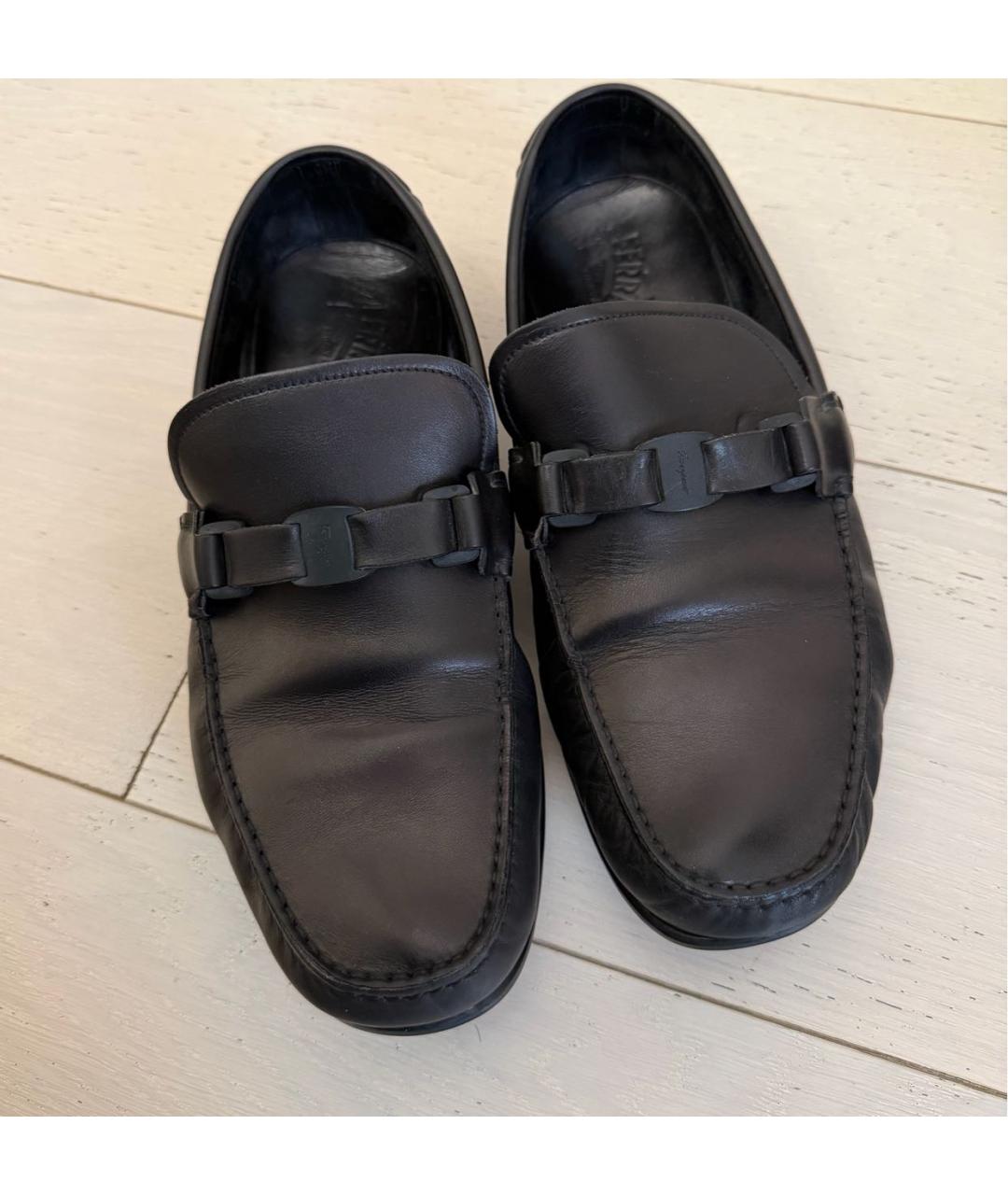 FERRAGAMO Черные кожаные мокасины, фото 3