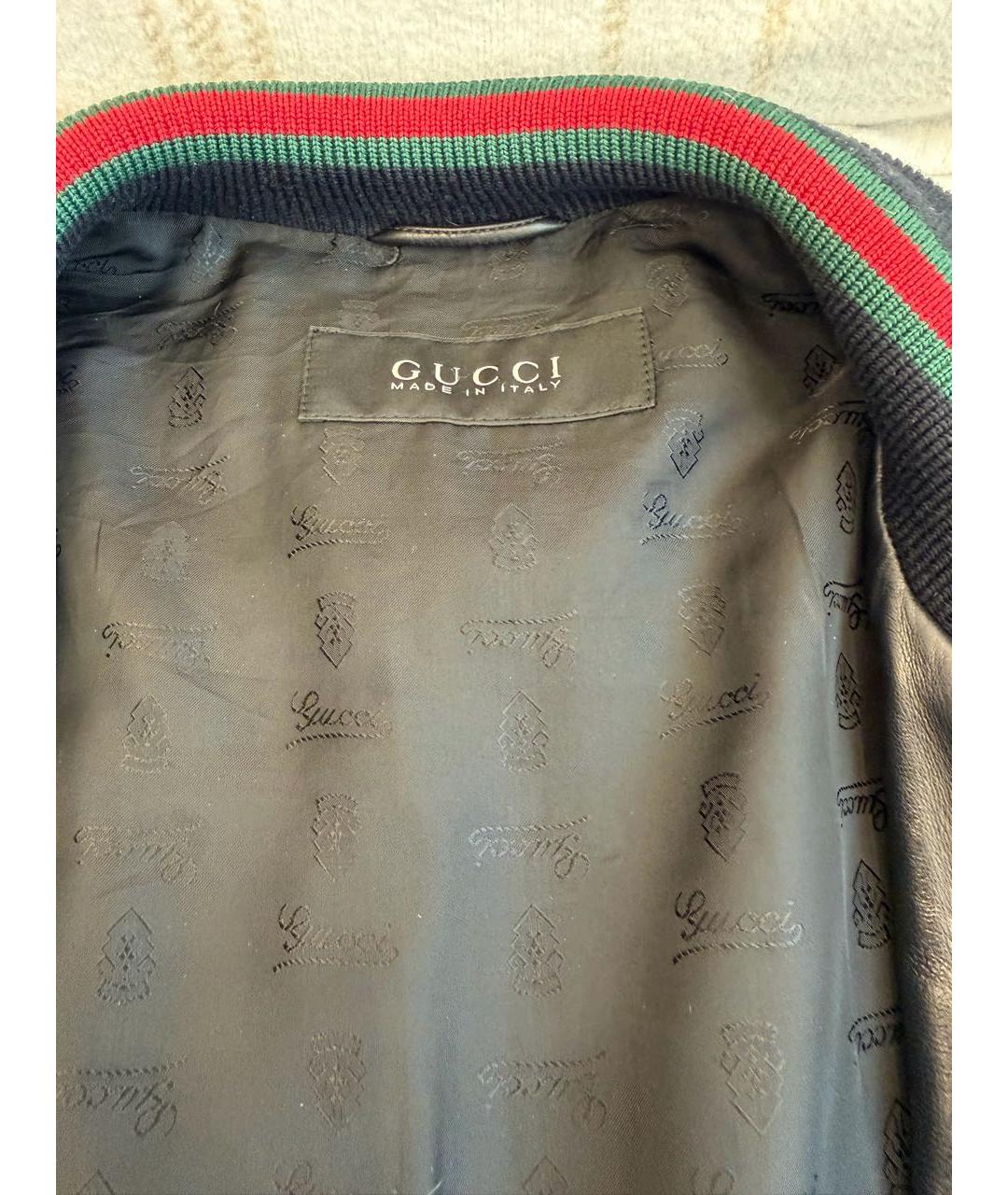 GUCCI Темно-синяя кожаная куртка, фото 3