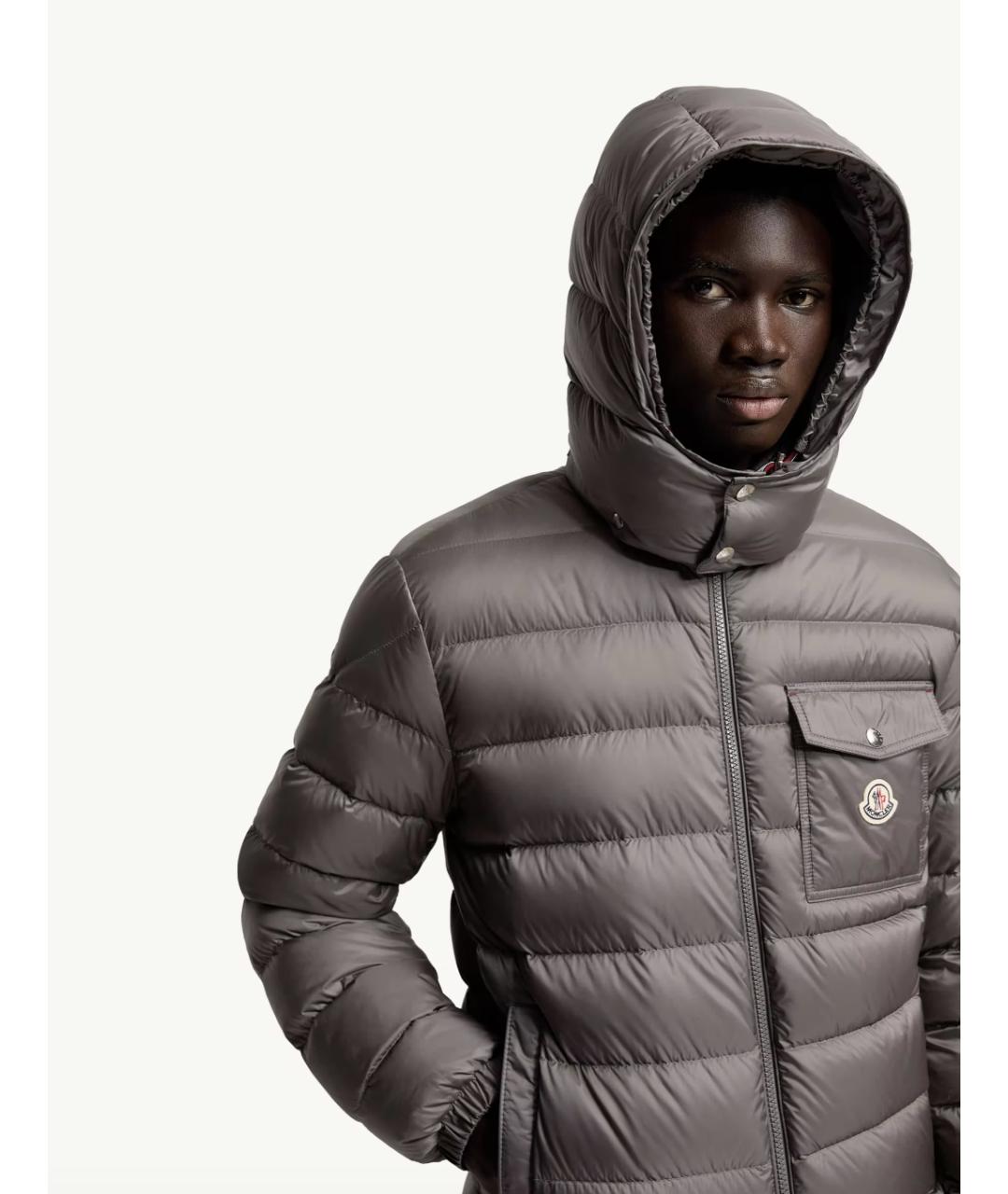 MONCLER Серая полиамидовая куртка, фото 3