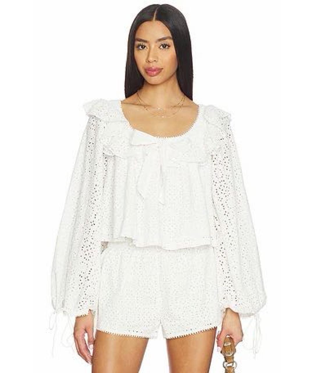 FOR LOVE AND LEMONS Белый хлопковый костюм с брюками, фото 6