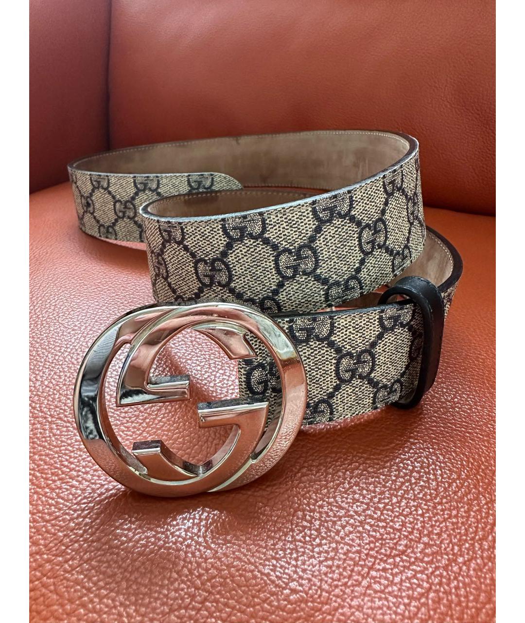 GUCCI Серый кожаный ремень, фото 5